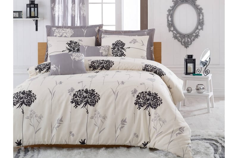 Eponj Home Bäddset Dubbelt 4-dels, Grå/Beige/Svart