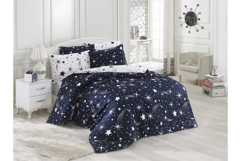 Eponj Home Bäddset Dubbelt 4-dels - Mörkblå/Vit - Textil & mattor - Sängkläder - Bäddset & påslakanset - Påslakanset dubbelsäng