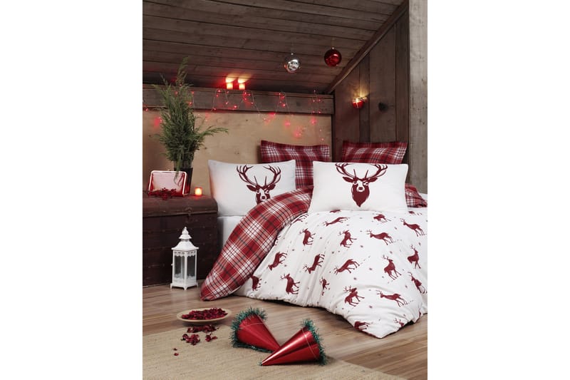 Eponj Home Bäddset Dubbelt 4-dels - Röd/Vit - Textil & mattor - Sängkläder - Bäddset & påslakanset - Påslakanset dubbelsäng