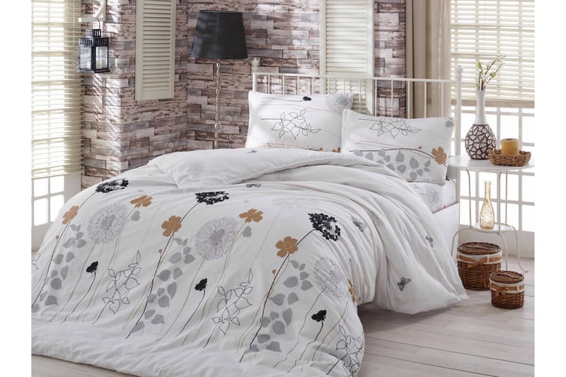 Eponj Home Bäddset Dubbelt 4-dels, Vit/Grå/Svart/Brun