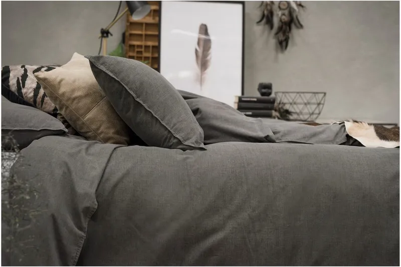 Påslakanset Dubbelsäng 3-Dels Washed - Grå - Textil & mattor - Sängkläder - Bäddset & påslakanset - Påslakanset dubbelsäng