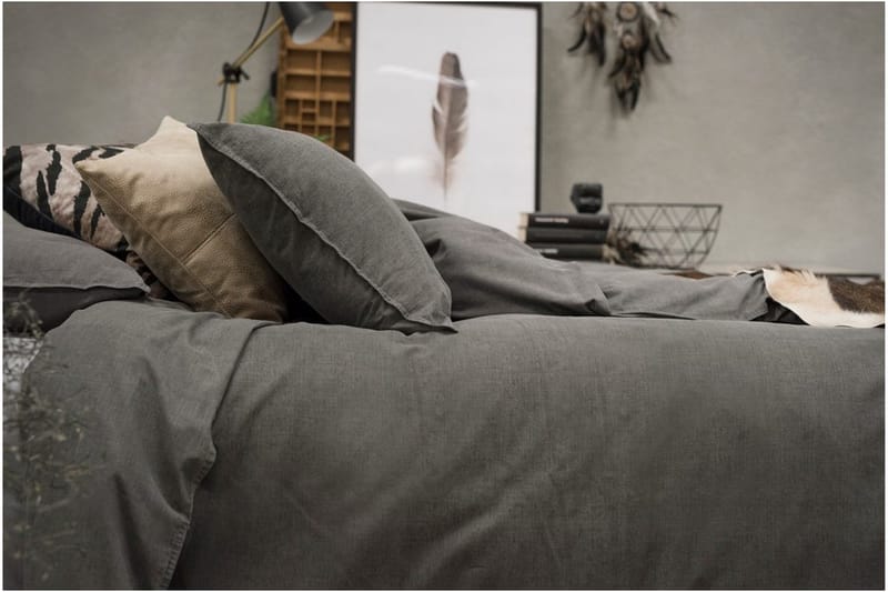 Påslakanset Dubbelsäng 3-Dels Washed - Grå - Textil & mattor - Sängkläder - Bäddset & påslakanset - Påslakanset dubbelsäng