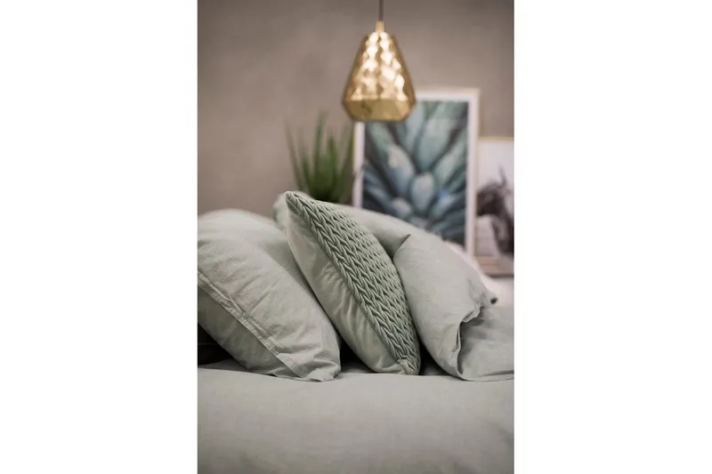 Påslakanset Dubbelsäng 3-Dels Washed - Grön - Textil & mattor - Sängkläder - Bäddset & påslakanset - Påslakanset dubbelsäng