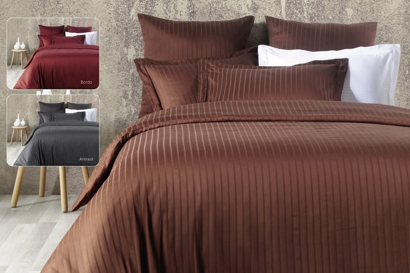 Primacasa by Türkiz Bäddset Dubbelt 6-dels Satin - Brun - Textil & mattor - Sängkläder - Bäddset & påslakanset - Påslakanset dubbelsäng