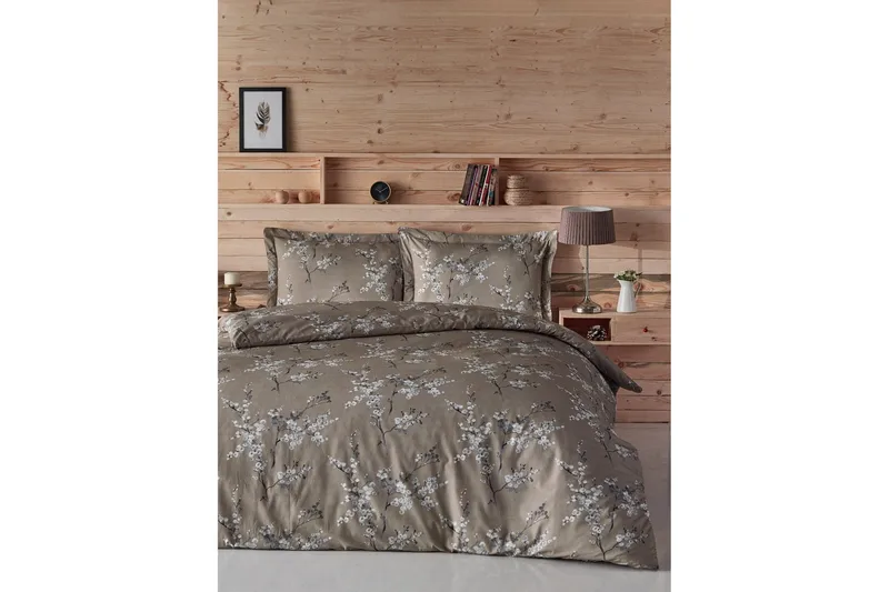 Türkiz Bäddset Dubbelt 4-dels Ranforce, Brun/Vit