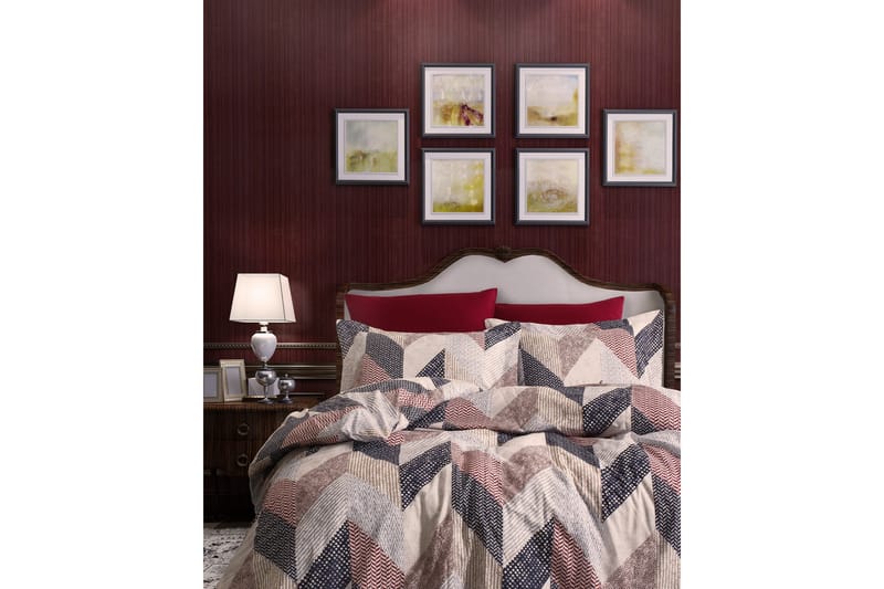 Türkiz Bäddset Dubbelt 4-dels Ranforce, Creme/Brun/Beige