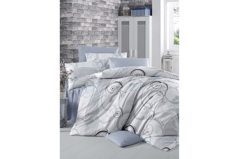 Victoria Bäddset Dubbelt 4-dels Ranforce - Vit/Grå/Svart - Textil & mattor - Sängkläder - Bäddset & påslakanset - Påslakanset dubbelsäng
