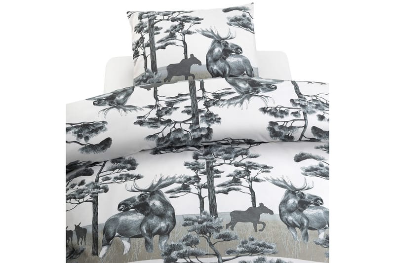 Påslakanset Enkelsäng 2-Dels Älg Grå, Borganäs