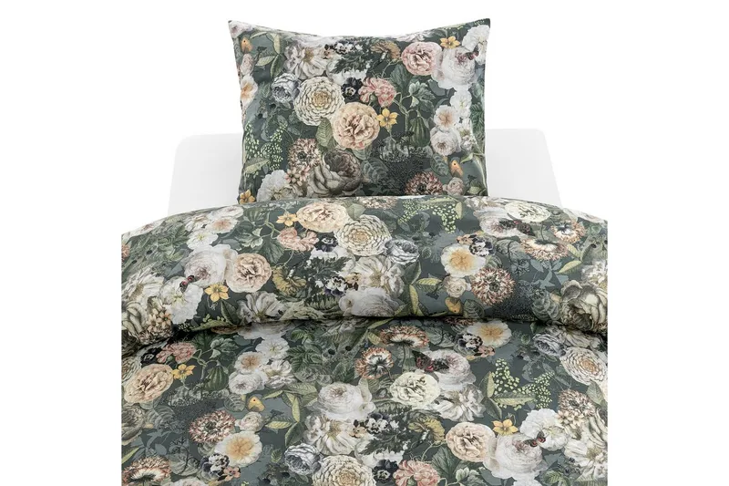 Påslakanset Enkelsäng 2-Dels Abigail Grön, Borganäs of Sweden