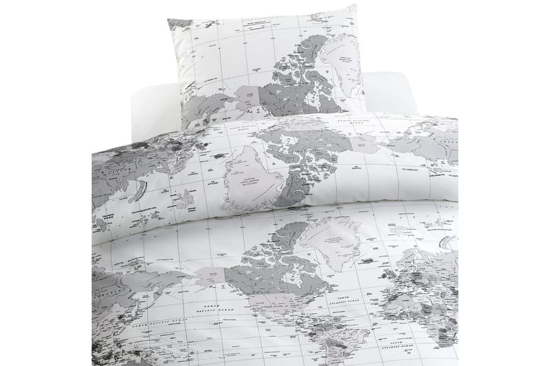 Påslakanset Enkelsäng 2-Dels Big World Grå, Borganäs of Sweden