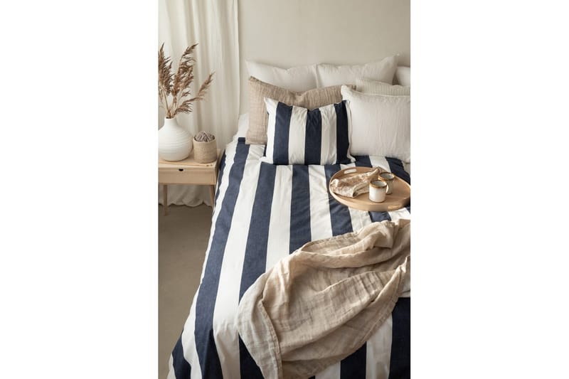Påslakanset Enkelsäng 2-Dels Block stripe - Marinblå - Textil & mattor - Sängkläder - Bäddset & påslakanset