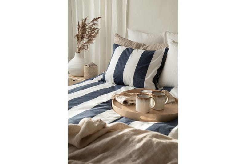 Påslakanset Enkelsäng 2-Dels Block stripe - Marinblå - Textil & mattor - Sängkläder - Bäddset & påslakanset
