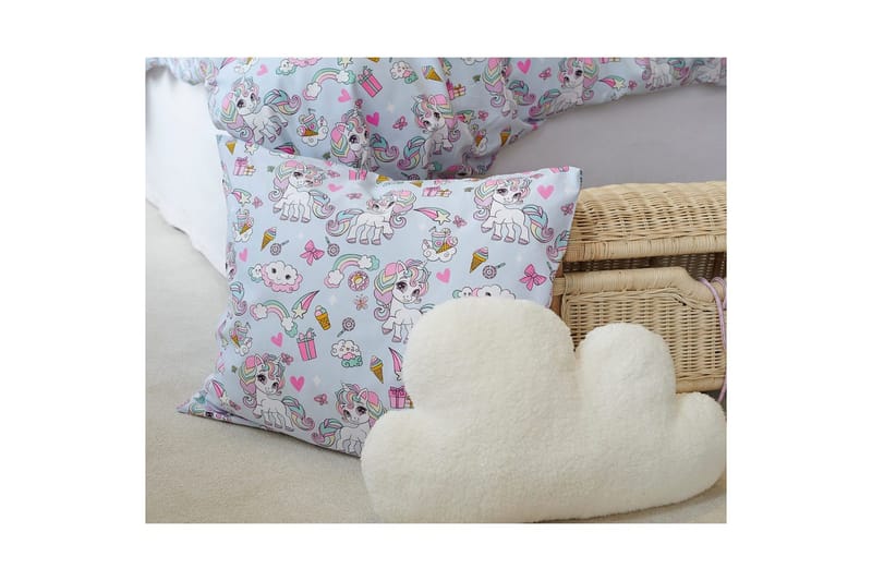 Påslakanset Enkelsäng 2-Dels Enhörning - Blå - Textil & mattor - Sängkläder - Bäddset & påslakanset