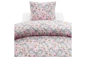 Påslakanset Enkelsäng 2-Dels Enhörning - Rosa - Textil & mattor - Sängkläder - Bäddset & påslakanset