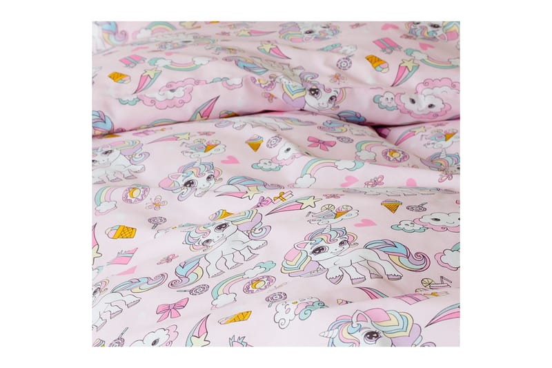 Påslakanset Enkelsäng 2-Dels Enhörning - Rosa - Textil & mattor - Sängkläder - Täcke