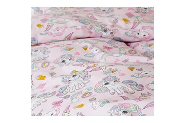 Påslakanset Enkelsäng 2-Dels Enhörning - Rosa - Textil & mattor - Sängkläder - Bäddset & påslakanset