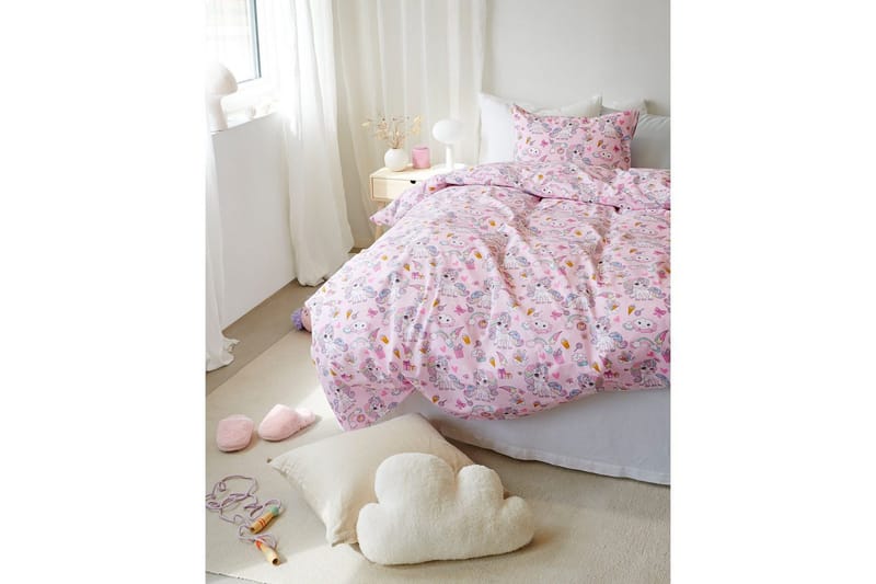 Påslakanset Enkelsäng 2-Dels Enhörning - Rosa - Textil & mattor - Sängkläder - Täcke