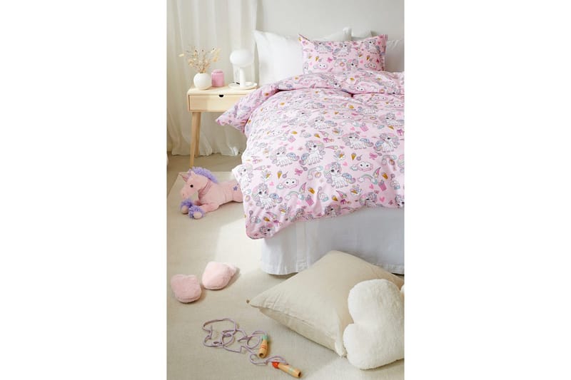 Påslakanset Enkelsäng 2-Dels Enhörning - Rosa - Textil & mattor - Barntextilier - Barnsängkläder - Spjälsäng sängkläder - Lakan spjälsäng