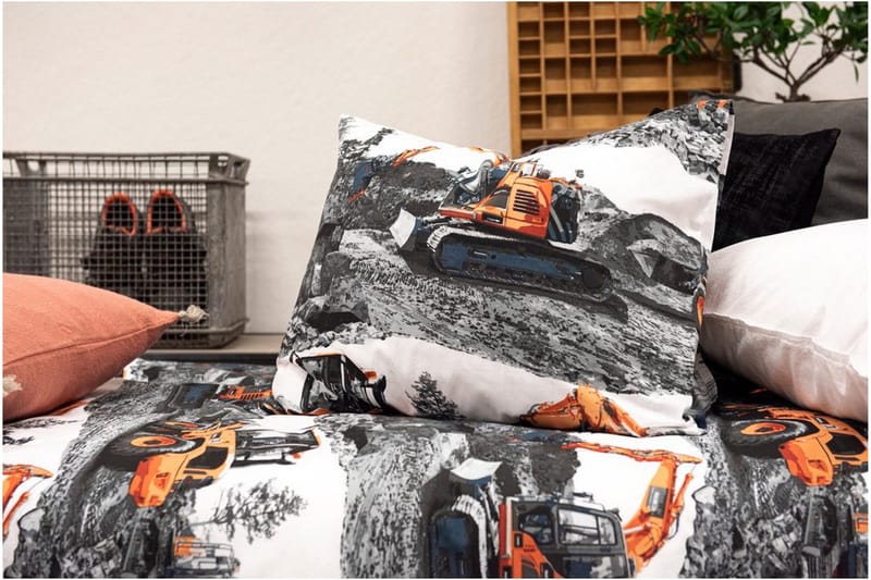 Påslakanset Enkelsäng 2-Dels Maskiner Orange - Franzén - Textil & mattor - Sängkläder - Bäddset & påslakanset