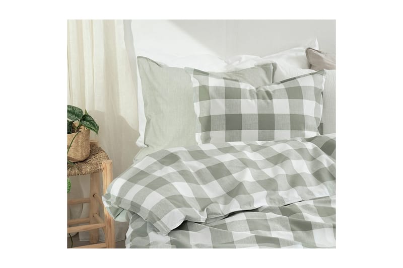 Påslakanset Enkelsäng 2-Dels Ruta Grön - Textil & mattor - Sängkläder - Bäddset & påslakanset