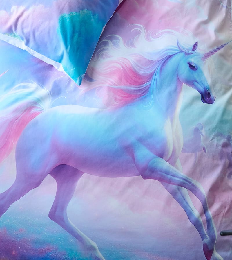 Påslakanset Enkelsäng 2-Dels Set Unicorns - Textil & mattor - Sängkläder - Bäddset & påslakanset
