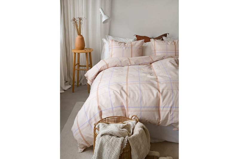Påslakanset Enkelsäng 2-Dels Tyra Ruta - Lila - Textil & mattor - Sängkläder - Bäddset & påslakanset