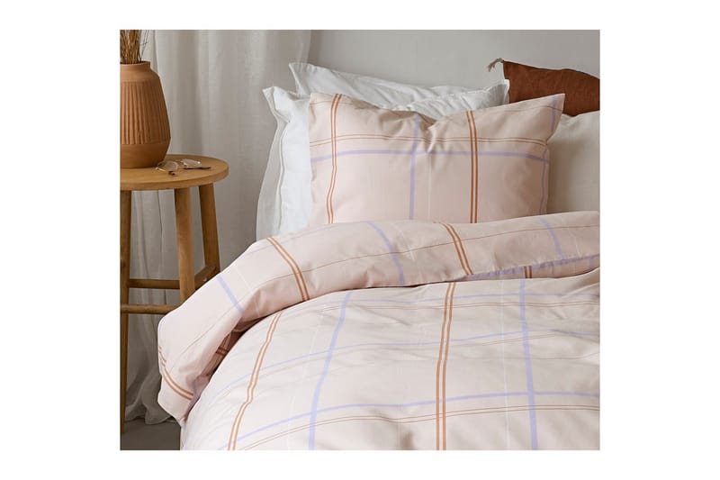 Påslakanset Enkelsäng 2-Dels Tyra Ruta - Lila - Textil & mattor - Sängkläder - Bäddset & påslakanset