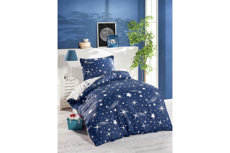 EnLora Home Bäddset Enkelt 2-dels - Mörkblå/Vit - Textil & mattor - Sängkläder - Bäddset & påslakanset - Påslakanset enkelsäng