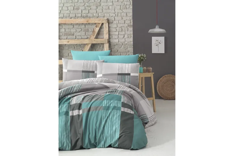 Victoria Ranforce Bäddset - Turkos - Textil & mattor - Sängkläder - Bäddset & påslakanset - Påslakanset enkelsäng