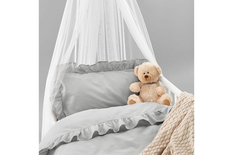 Påslakanset till Spjälsäng 2-Dels Volang - Grå - Textil & mattor - Sängkläder - Bäddset & påslakanset