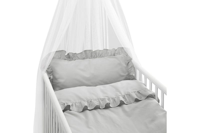 Påslakanset till Spjälsäng 2-Dels Volang - Grå - Textil & mattor - Sängkläder - Bäddset & påslakanset