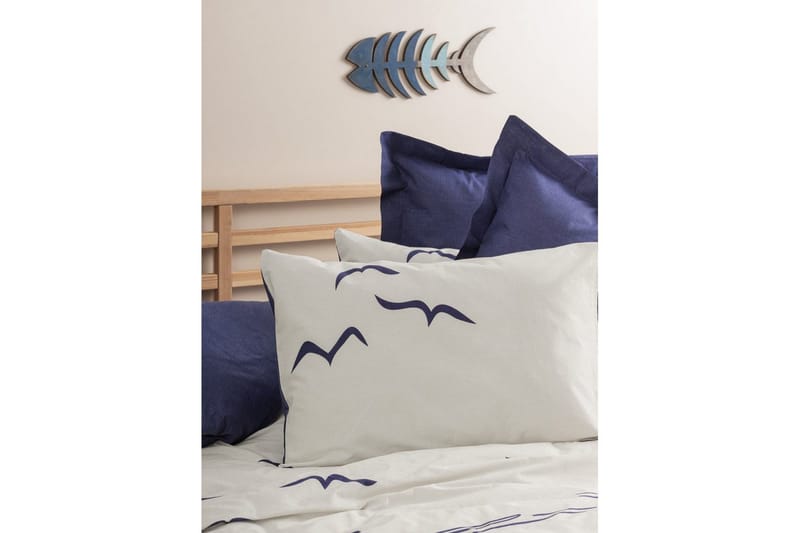 Ranforce Dubbel Täckeöverdrag Set Kessan Mörkblå / Vit - Mörkblå/Vit - Textil & mattor - Sängkläder - Bäddset & påslakanset