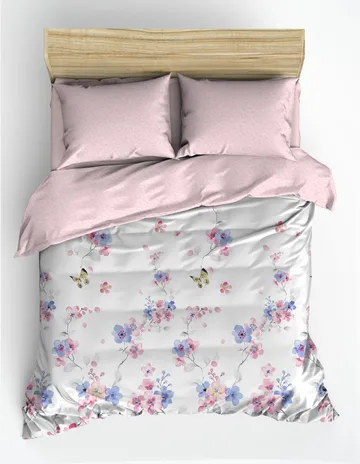 Suehiro Bäddset 240x220 cm - Rosa Vit Lila - Textil & mattor - Sängkläder - Bäddset & påslakanset