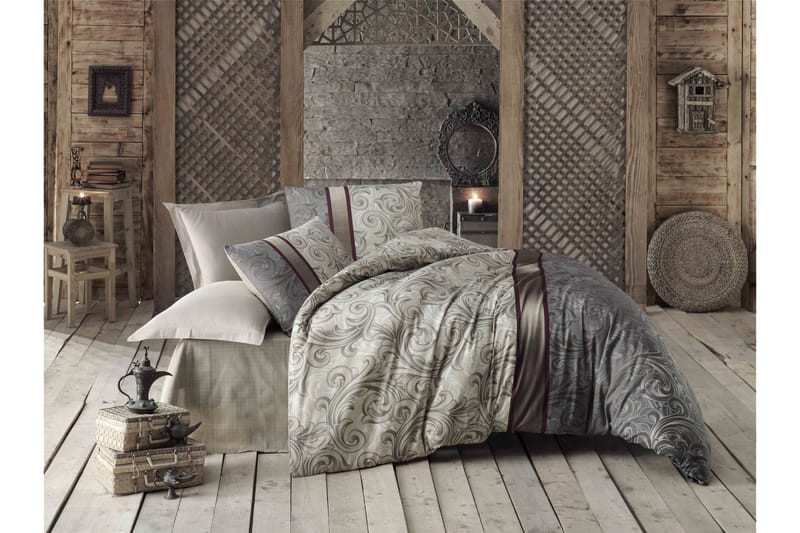 Victoria Bäddset Enkelt 3-dels, Creme/Beige/Brun