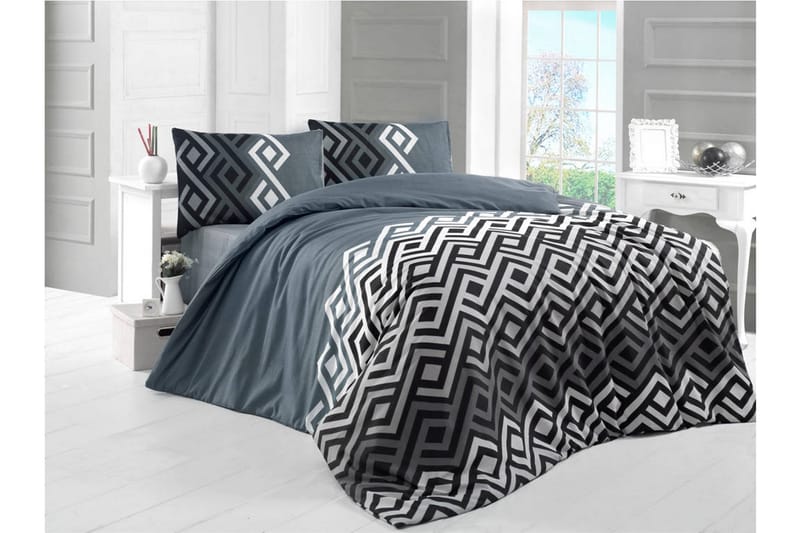 Victoria Bäddset Enkelt 3-dels - Grå/Svart/Vit - Textil & mattor - Sängkläder - Bäddset & påslakanset