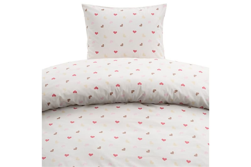 Påslakanset Enkelsäng 2-Dels Hjärtrud - Beige - Textil & mattor - Sängkläder - Bäddset & påslakanset