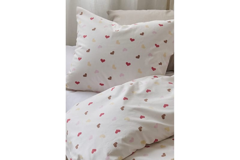 Påslakanset Enkelsäng 2-Dels Hjärtrud - Beige - Textil & mattor - Sängkläder - Bäddset & påslakanset