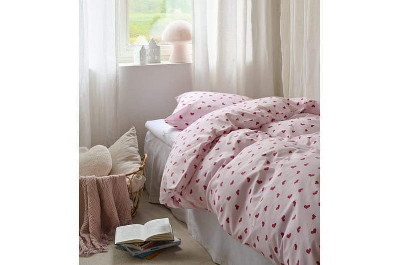 Påslakanset Enkelsäng 2-Dels Hjärtrud - Rosa - Textil & mattor - Sängkläder - Bäddset & påslakanset