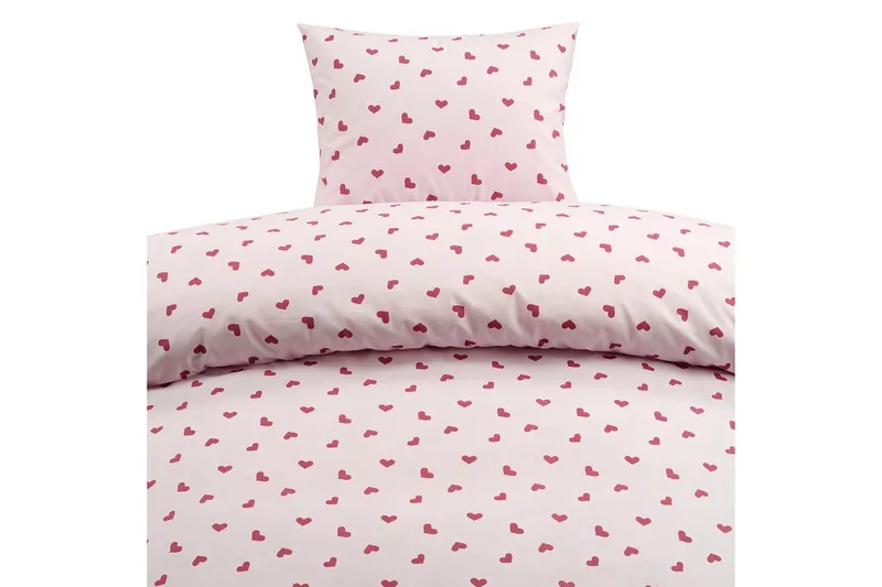 Påslakanset Enkelsäng 2-Dels Hjärtrud - Rosa - Textil & mattor - Sängkläder - Täcke
