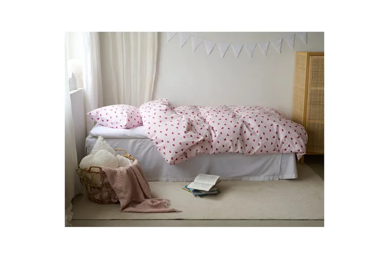 Påslakanset Enkelsäng 2-Dels Hjärtrud - Rosa - Textil & mattor - Sängkläder - Täcke