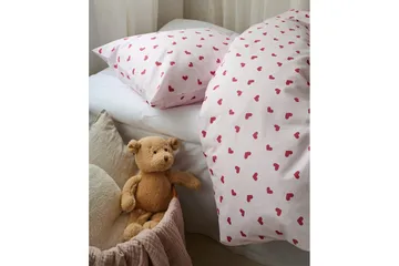 Påslakanset Enkelsäng 2-Dels Hjärtrud - Rosa - Textil & mattor - Sängkläder - Bäddset & påslakanset
