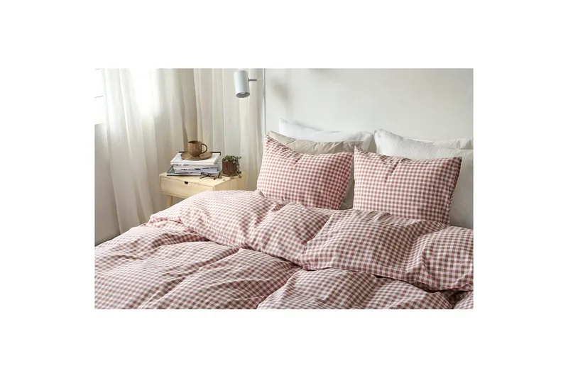 Påslakanset Enkelsäng 2-Dels Märta Ruta - Brun - Textil & mattor - Sängkläder - Täcke