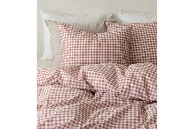 Påslakanset Enkelsäng 2-Dels Märta Ruta - Brun - Textil & mattor - Sängkläder - Täcke