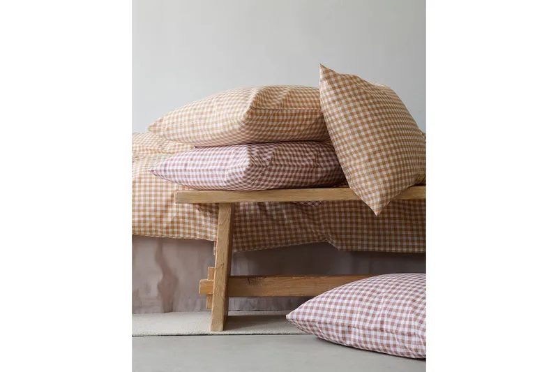 Påslakanset Enkelsäng 2-Dels Märta Ruta - Brun - Textil & mattor - Sängkläder - Täcke