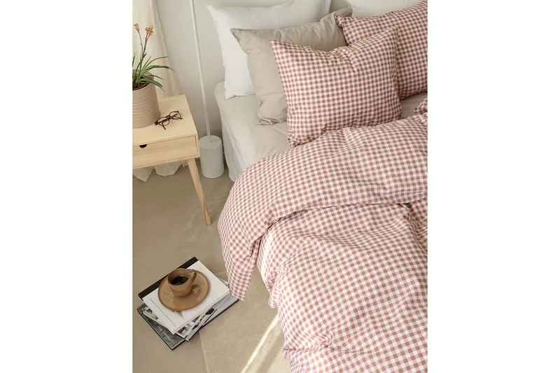 Påslakanset Enkelsäng 2-Dels Märta Ruta - Brun - Textil & mattor - Sängkläder - Täcke