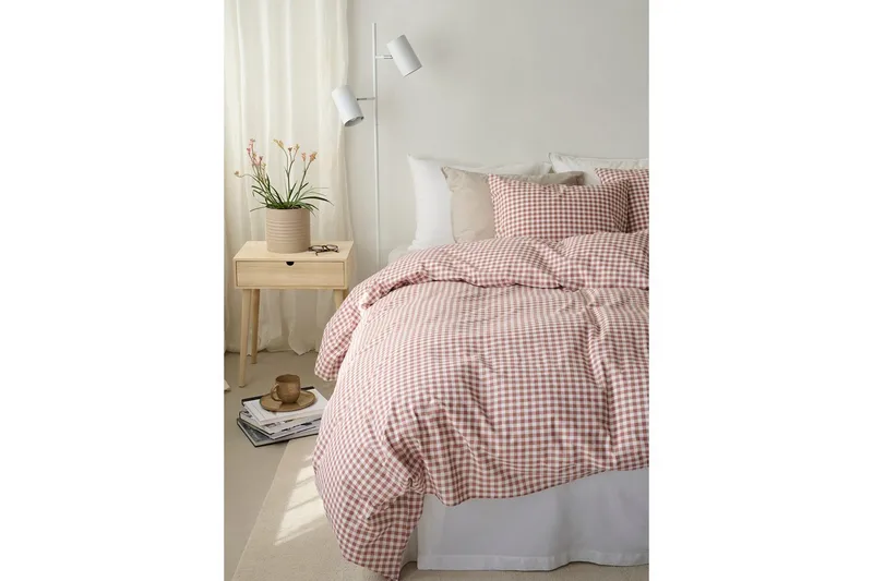 Påslakanset Enkelsäng 2-Dels Märta Ruta - Brun - Textil & mattor - Sängkläder - Täcke