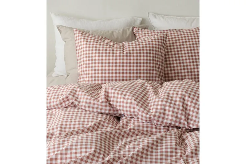 Påslakanset Enkelsäng 2-Dels Märta Ruta - Brun - Textil & mattor - Sängkläder - Täcke