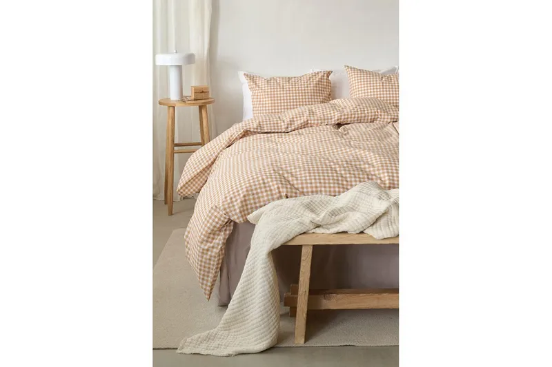 Påslakanset Enkelsäng 2-Dels Märta Ruta - Gul - Textil & mattor - Sängkläder - Täcke