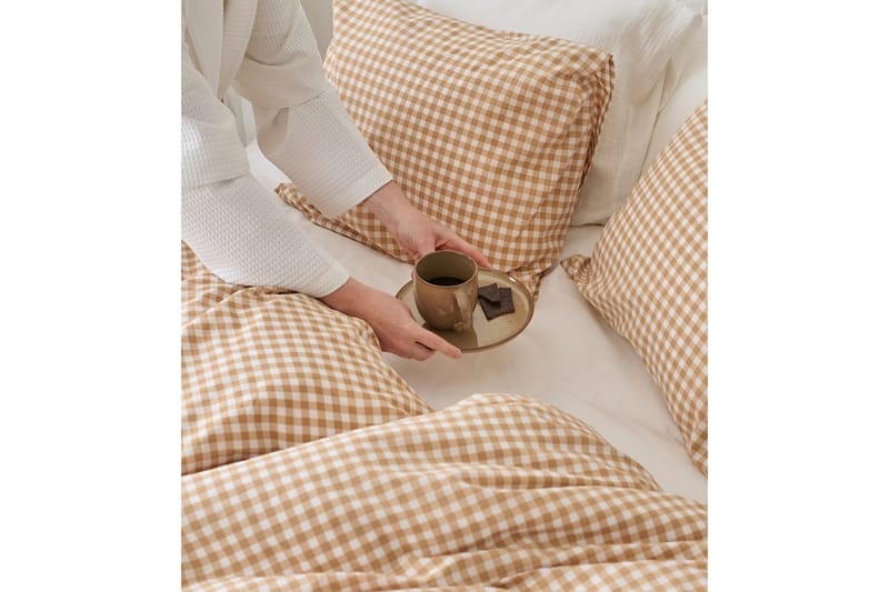 Påslakanset Enkelsäng 2-Dels Märta Ruta - Gul - Textil & mattor - Sängkläder - Täcke