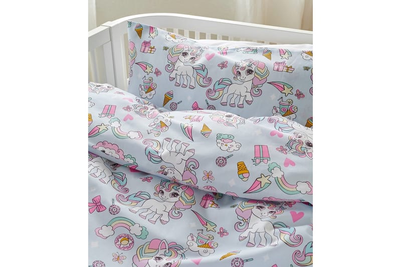 Påslakanset till Spjälsäng 2-Dels Enhörning Blå - Textil & mattor - Sängkläder - Täcke